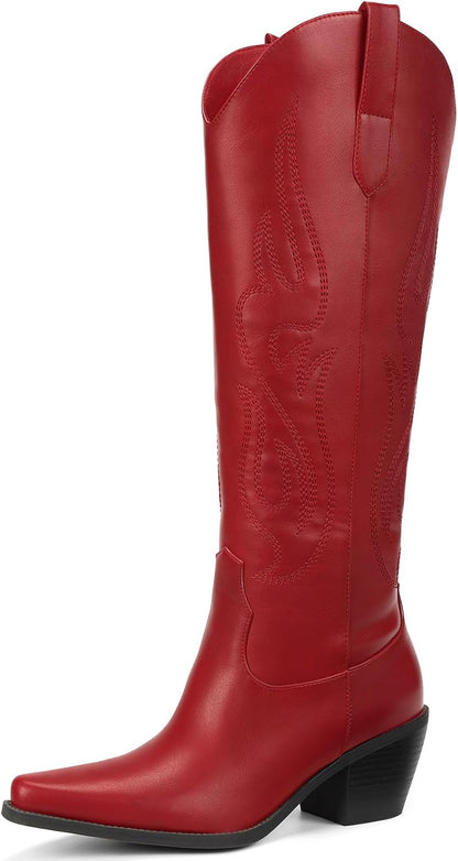 Western Knee High Wide Calf Cowgirl Boots