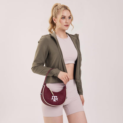 NCAA Crescent Shoulder Bag for Women, Half Moon Clutch Purses for Birthday/Graduation Gifts