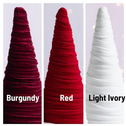 Your Heart's Content Red Velvet Trees Set of 3, Winter Wedding Centerpiece, Valentine Tabletop Tree Decor, Cozy Handmade Romantic Home Decor, Bookshelf Accent, Gift for (Red)