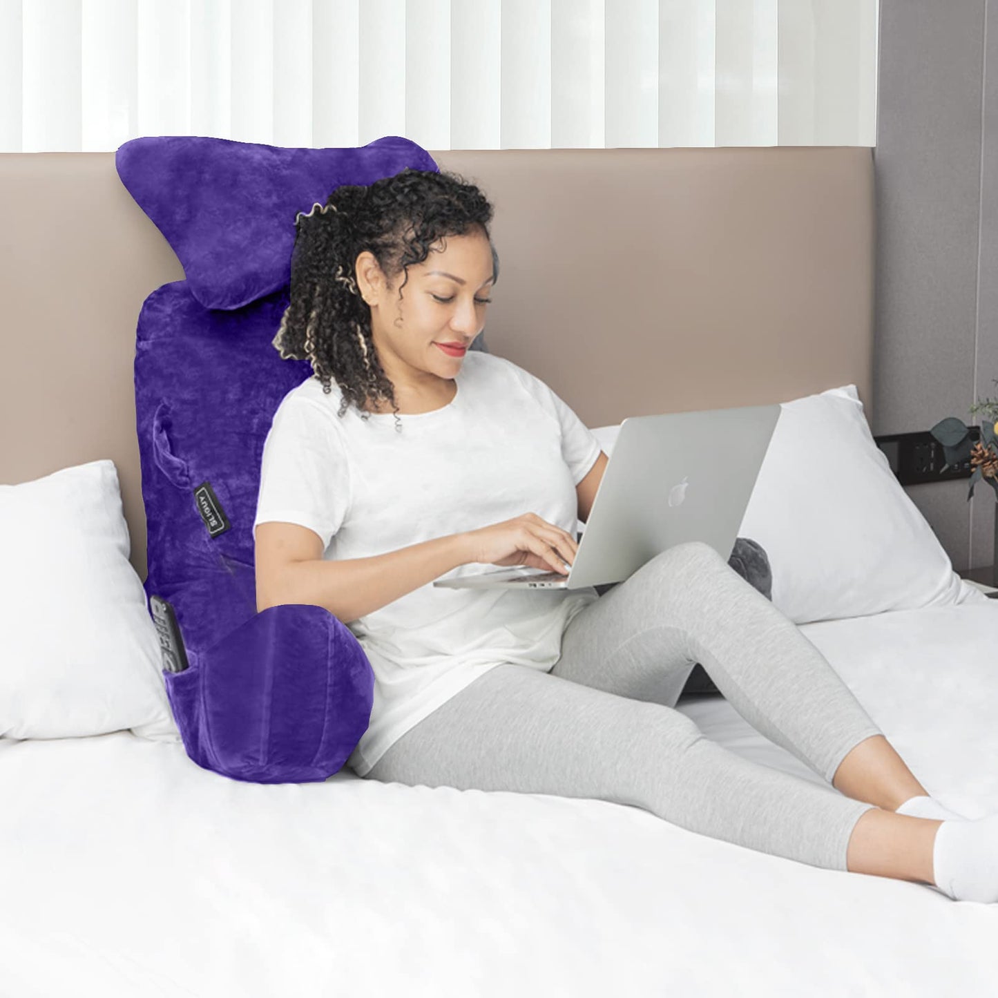 Reading Pillow-Extra Large 31" Bed Rest Pillow with Detachable Neck Roll & Arms for Sitting in Bed or Couch-Backrest Reading Pillow Adult Back Pillows for Reading,Watching TV,Gaming,Relaxing-Black
