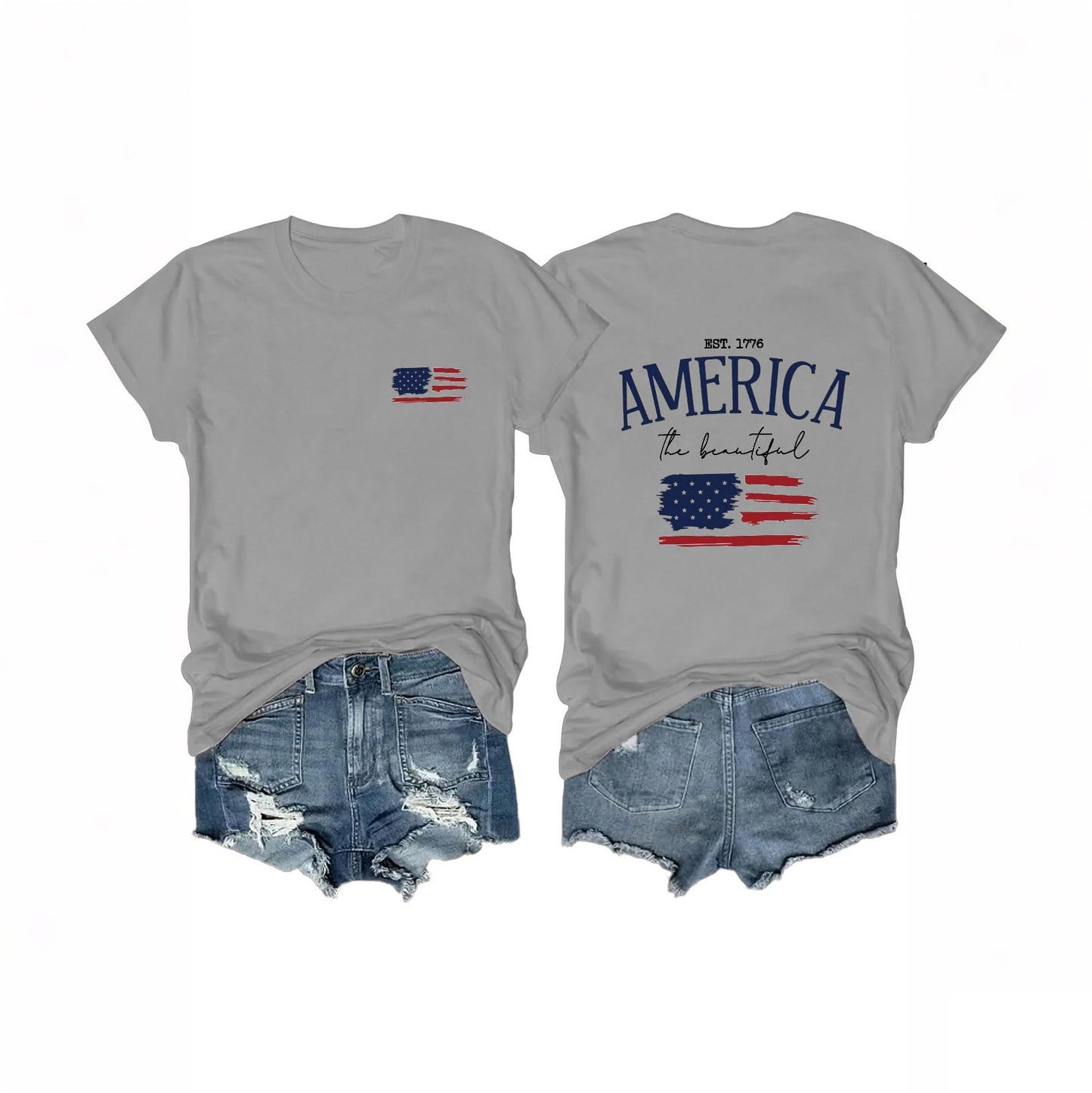 Women's 4th of July Outfits USA Shirt Memorial Day Red White and Blue Patriotic Shirts American Flag Graphic Tops