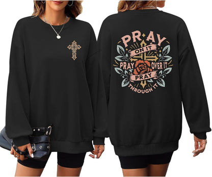 Pairxily Christian Crewneck Sweatshirts for Women Pray Bible Verse