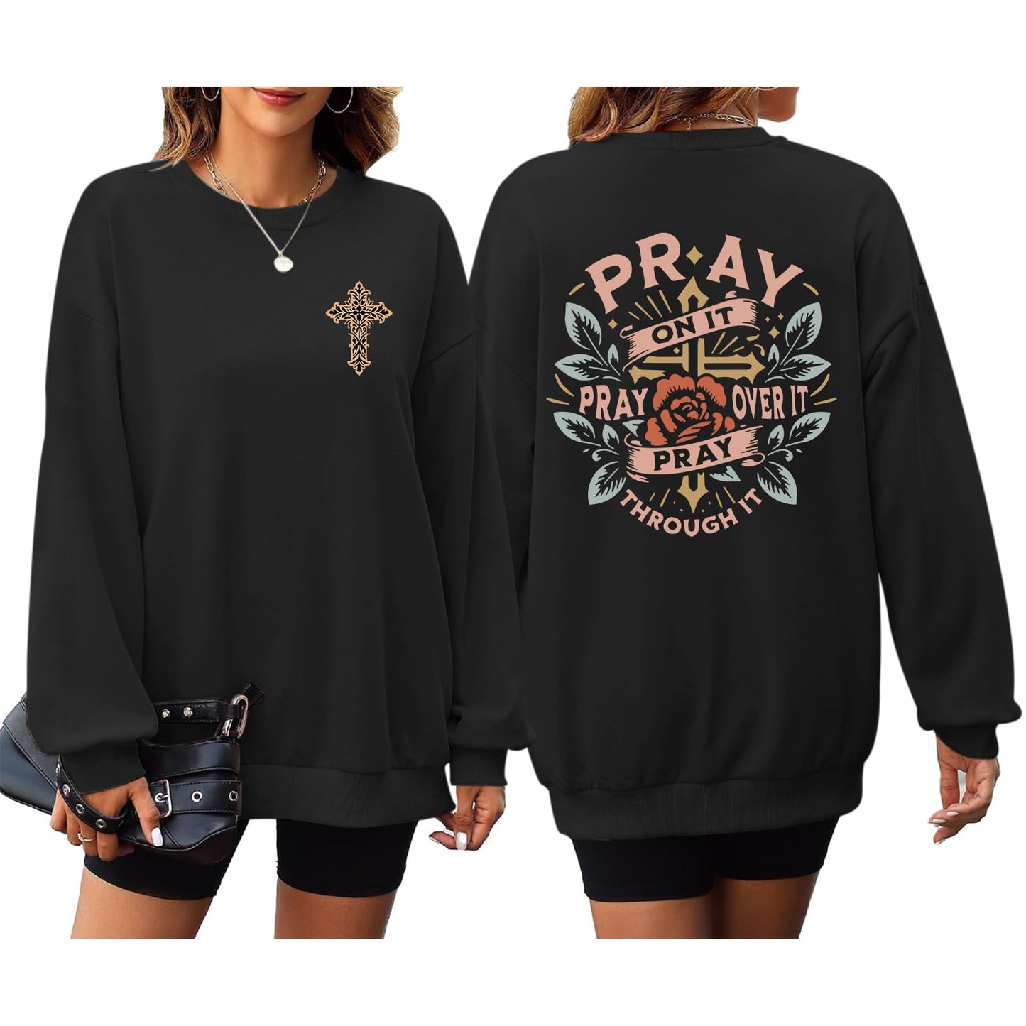 Pairxily Christian Crewneck Sweatshirts for Women Pray Bible Verse