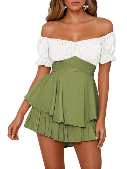 Fixmatti Women's Color Block Romper