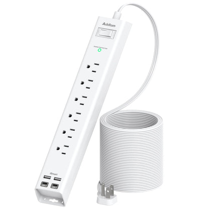 Addtam Power Strip Surge Protector - 15ft Long Extension Cord