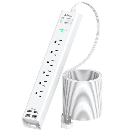 Addtam Power Strip Surge Protector - 15ft Long Extension Cord