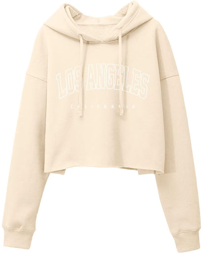 ORANDESIGNE Woman Graphic Print Cropped Hoodie Long Sleeve Fleece Pullover | 60% Cotton,Soft Fleece Fabric,Durable Letter Graphic Print,Drop Shoulder,Loose Fit,Easy Care,Going Out,Fall&Winter Casual
