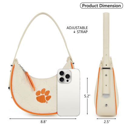 NCAA Crescent Shoulder Bag for Women, Half Moon Clutch Purses for Birthday/Graduation Gifts