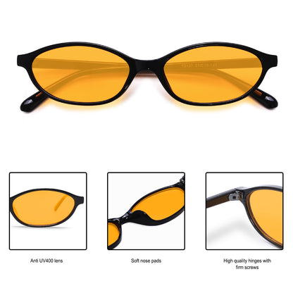 GUVIVI Retro Oval Sunglasses for Women