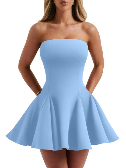 DAAWENXI Women's Strapless Mini Dress