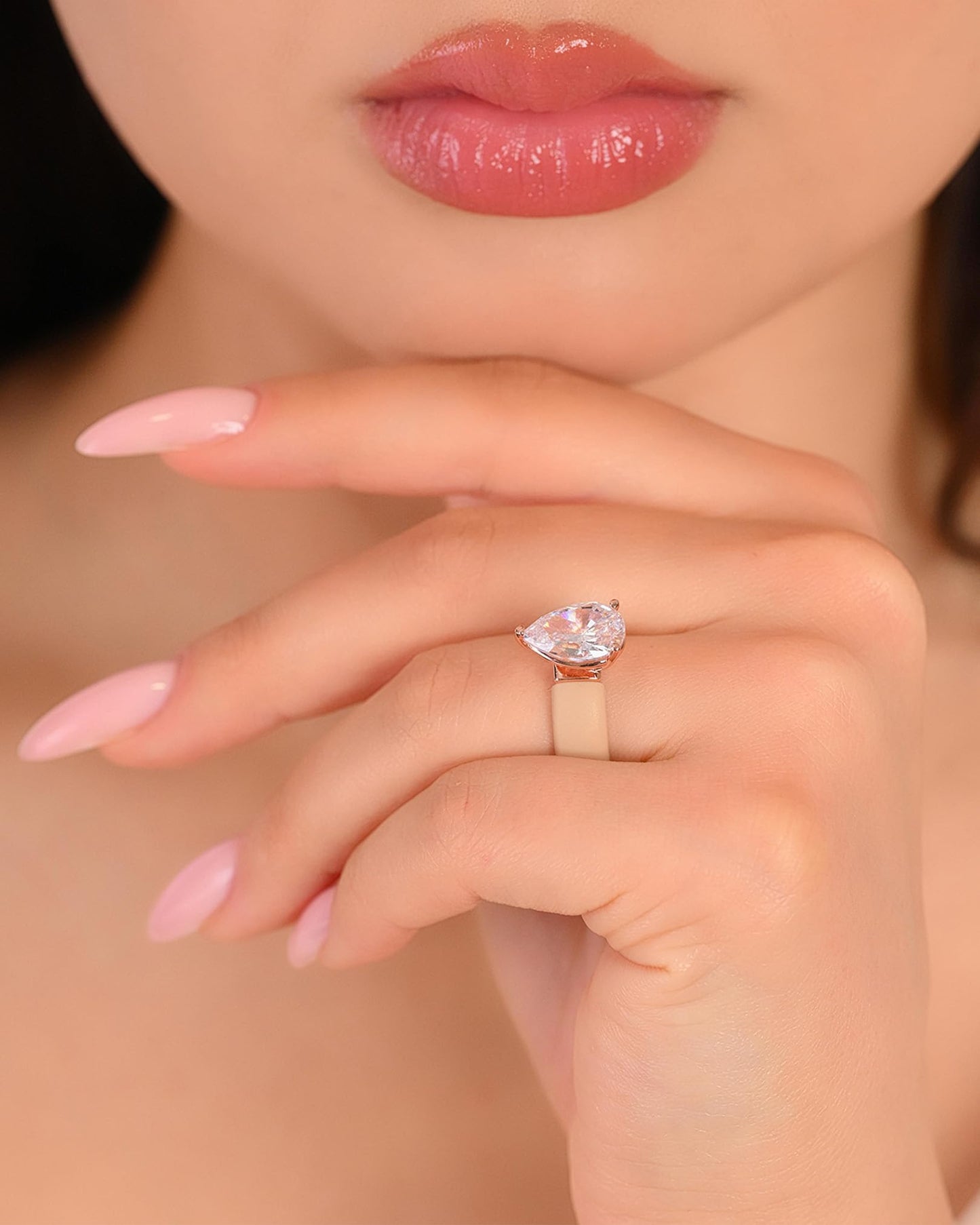 Rinfit Silicone Ring with Stone - Pear Cut Cubic Zirconia Solitaire Engagement Ring for Women - Rubber Wedding Bands - Patent Pending