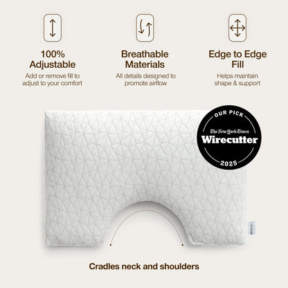 Coop Home Goods Original Adjustable Pillow, Queen Size Bed Pillows for Sleeping, Cross Cut Memory Foam Pillows - Medium Firm Back, Stomach and Side Sleeper Pillow, CertiPUR-US/GREENGUARD Gold