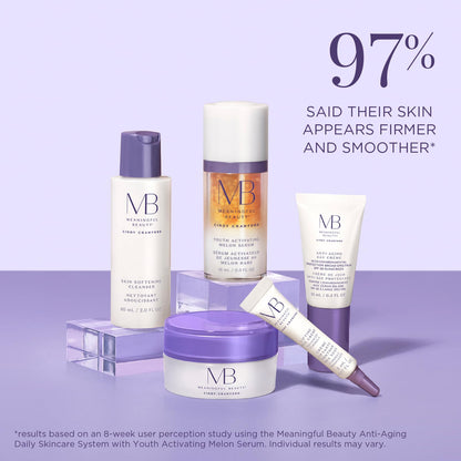 Meaningful Beauty Essentials Skincare System Advanced Formula Starter Kit, with Melon Super Antioxidants, Includes Youth Activating Melon Serum, Day Creme & Eye Cream for Younger-Looking Skin