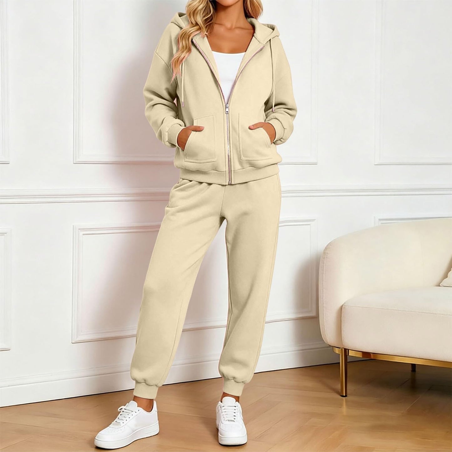 Jogger Sets For Women 2 Piece Zip Up Hoodie And Joggers Baggy Sweatsets