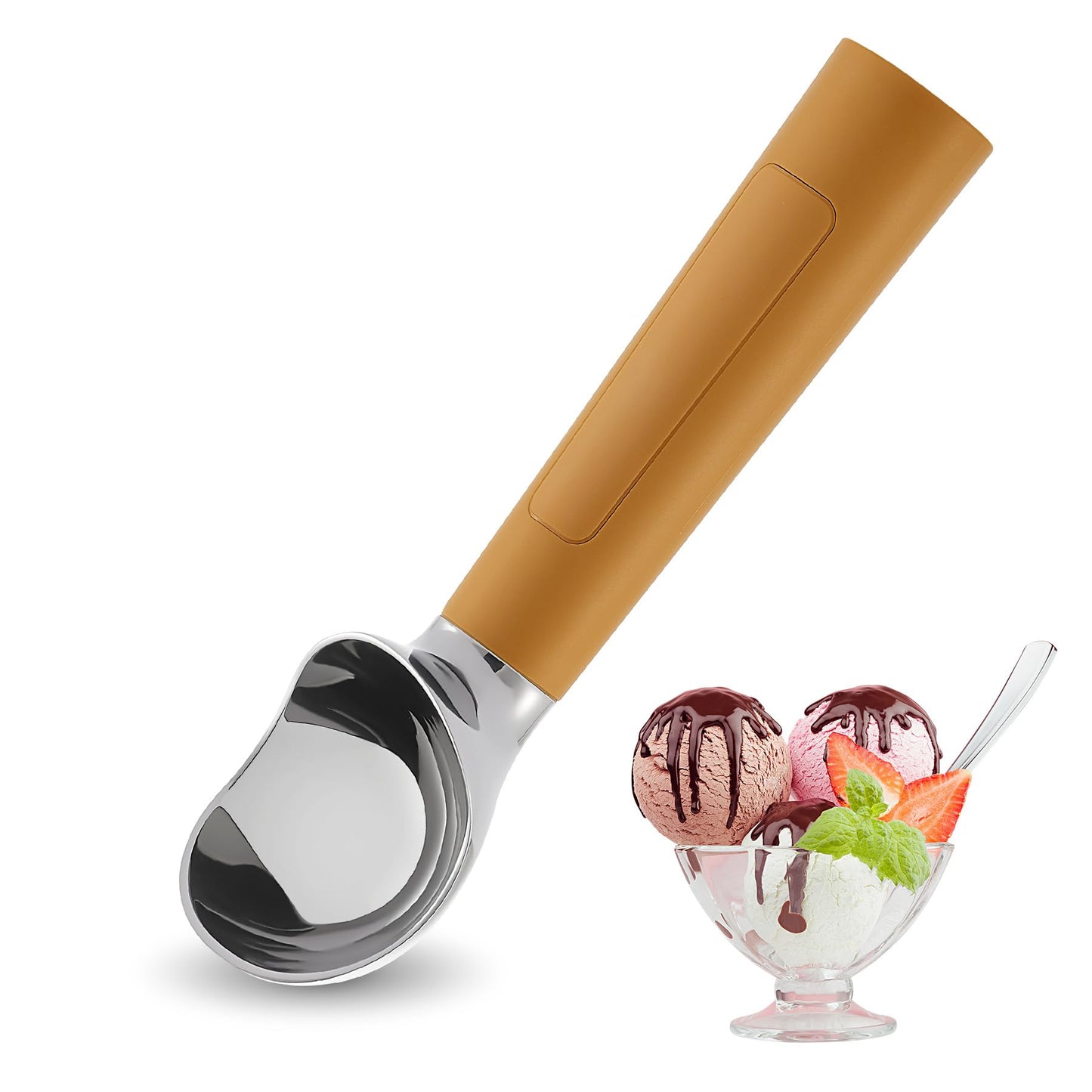 Heated Ice Cream Scoop Rechargeable, Electric Warming Ice Cream Scooper with LED Display, Heats to 158°F for Hard Ice Cream, Easy for Seniors & Kids, IP67 Waterproof (White, 2 oz)