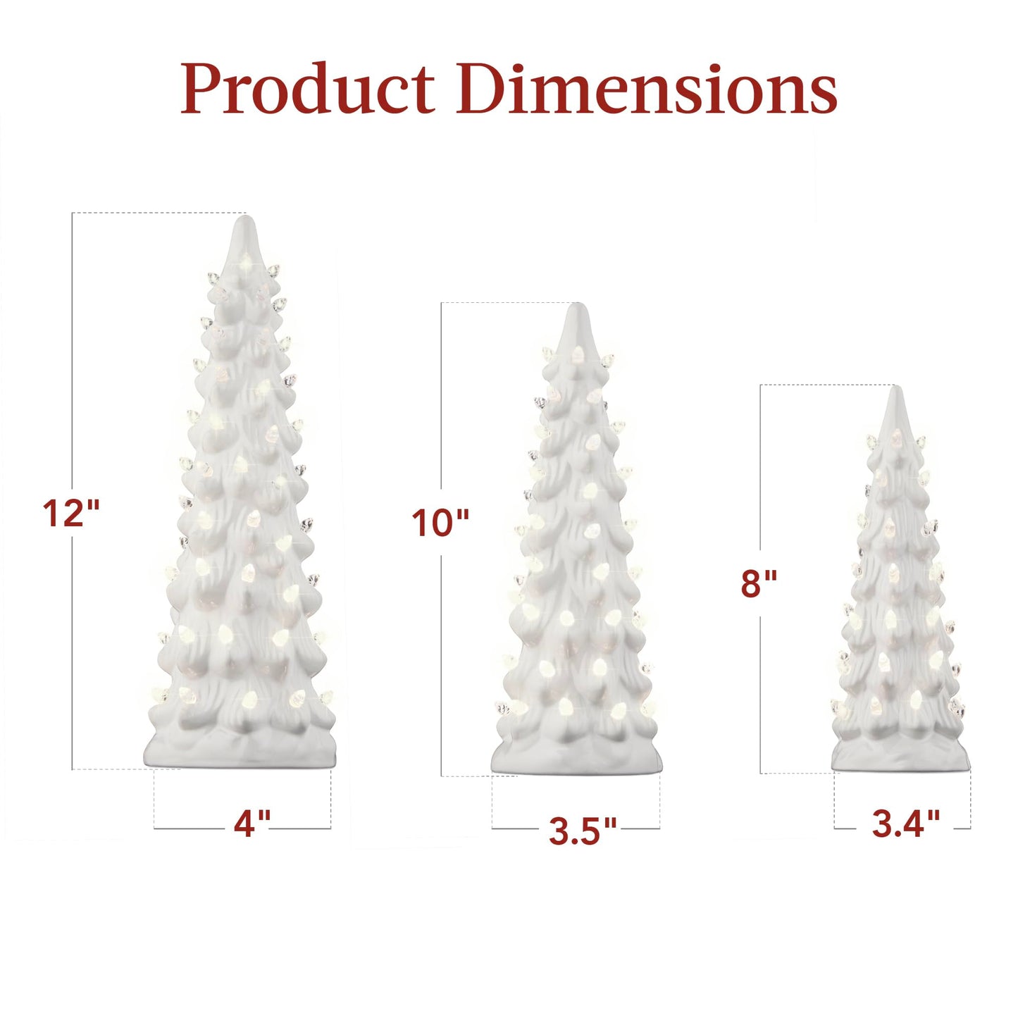 Best Choice Products Set of 3 Ceramic Christmas Trees, Pre-Lit Hand-Painted Tabletop Holiday Decoration w/Multicolor Bulbs, LED Lights – Green