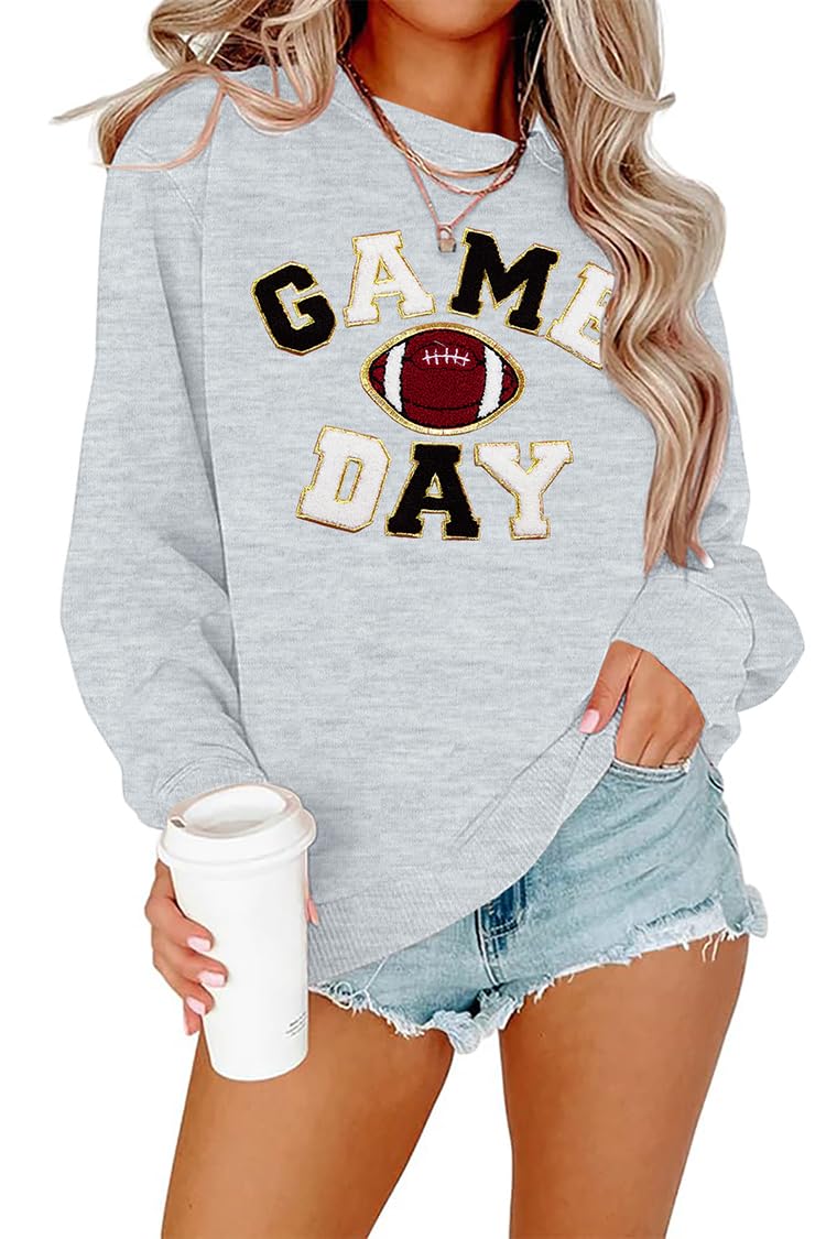 FLOYU Women Sunday Funday Sweatshirt Cute Football Graphic Pullover Game Day Weekend Tops Casual Football Season Shirt