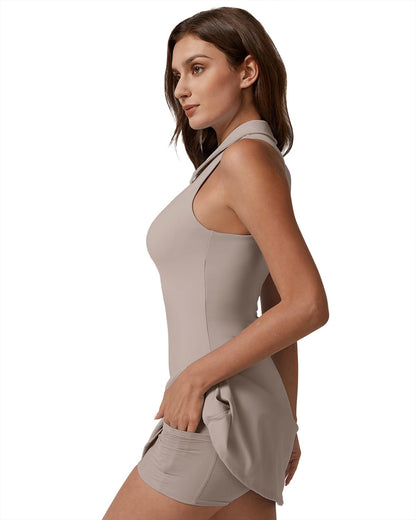 QINSEN Womens Zip Front Tennis Dress