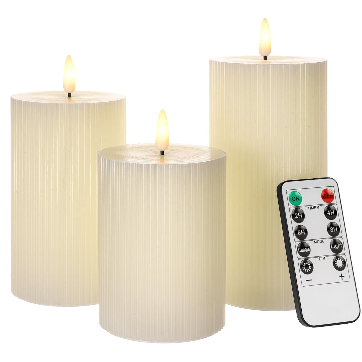 ANGELLOONG Gold Candles for Bathroom Decor, Glass Flameless Candles with Remote, Battery Operated LED Pillar Fake Candles with Timer for Christmas Home Fireplace Mantle Fall Decor