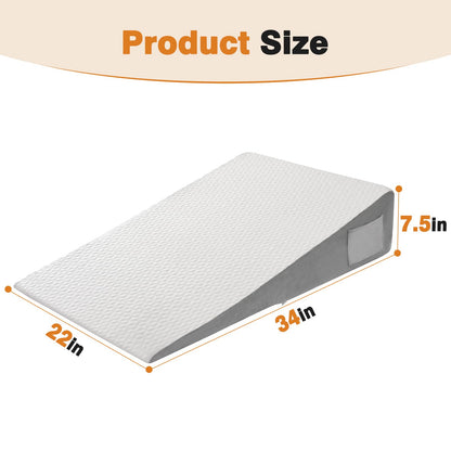 Vekkia King Bed Wedge Pillow for Headboard Gap, 0–6" Gap Filler with Side Pockets & Washable Cover, Gray 76"x10"x6"