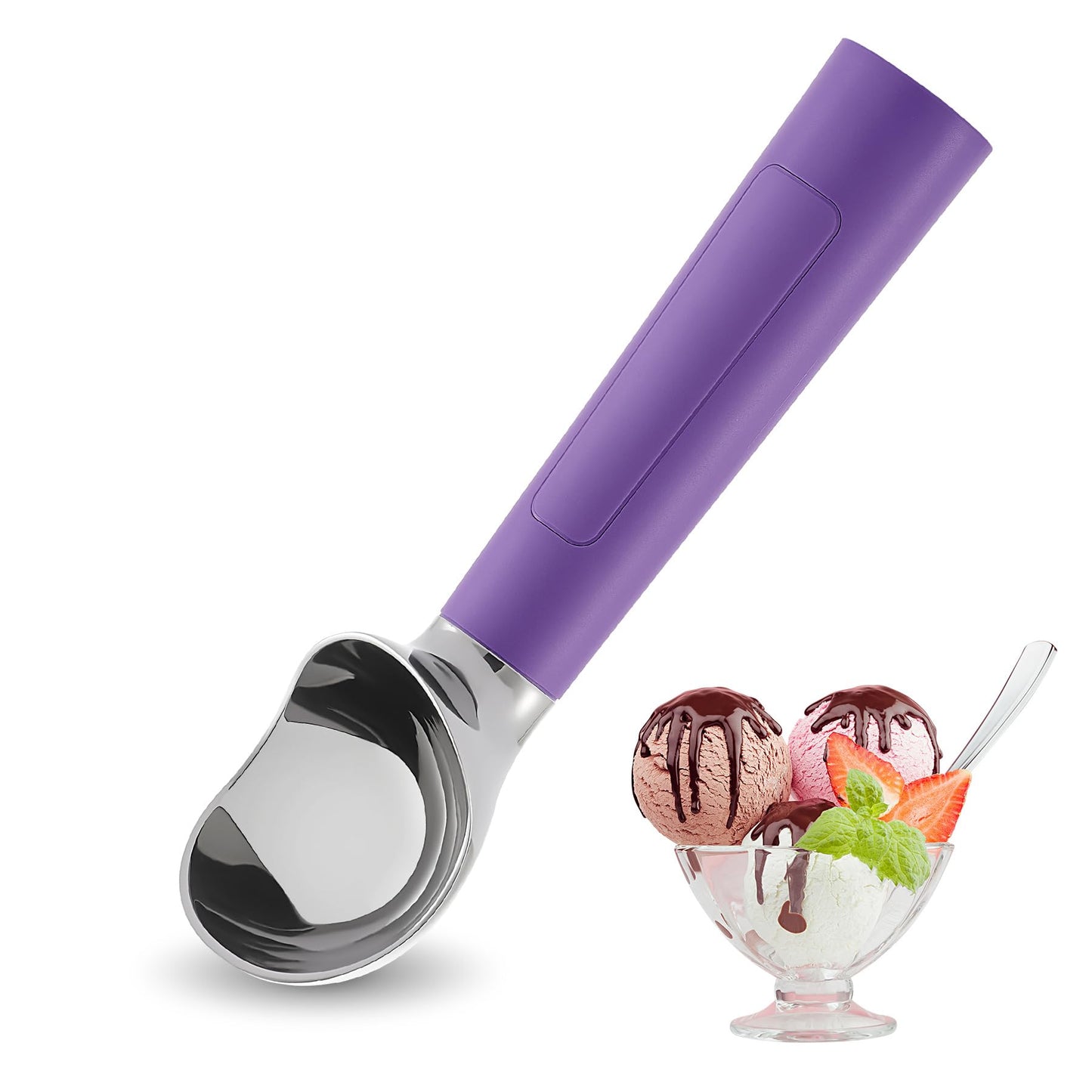 Heated Ice Cream Scoop Rechargeable, Electric Warming Ice Cream Scooper with LED Display, Heats to 158°F for Hard Ice Cream, Easy for Seniors & Kids, IP67 Waterproof (White, 2 oz)