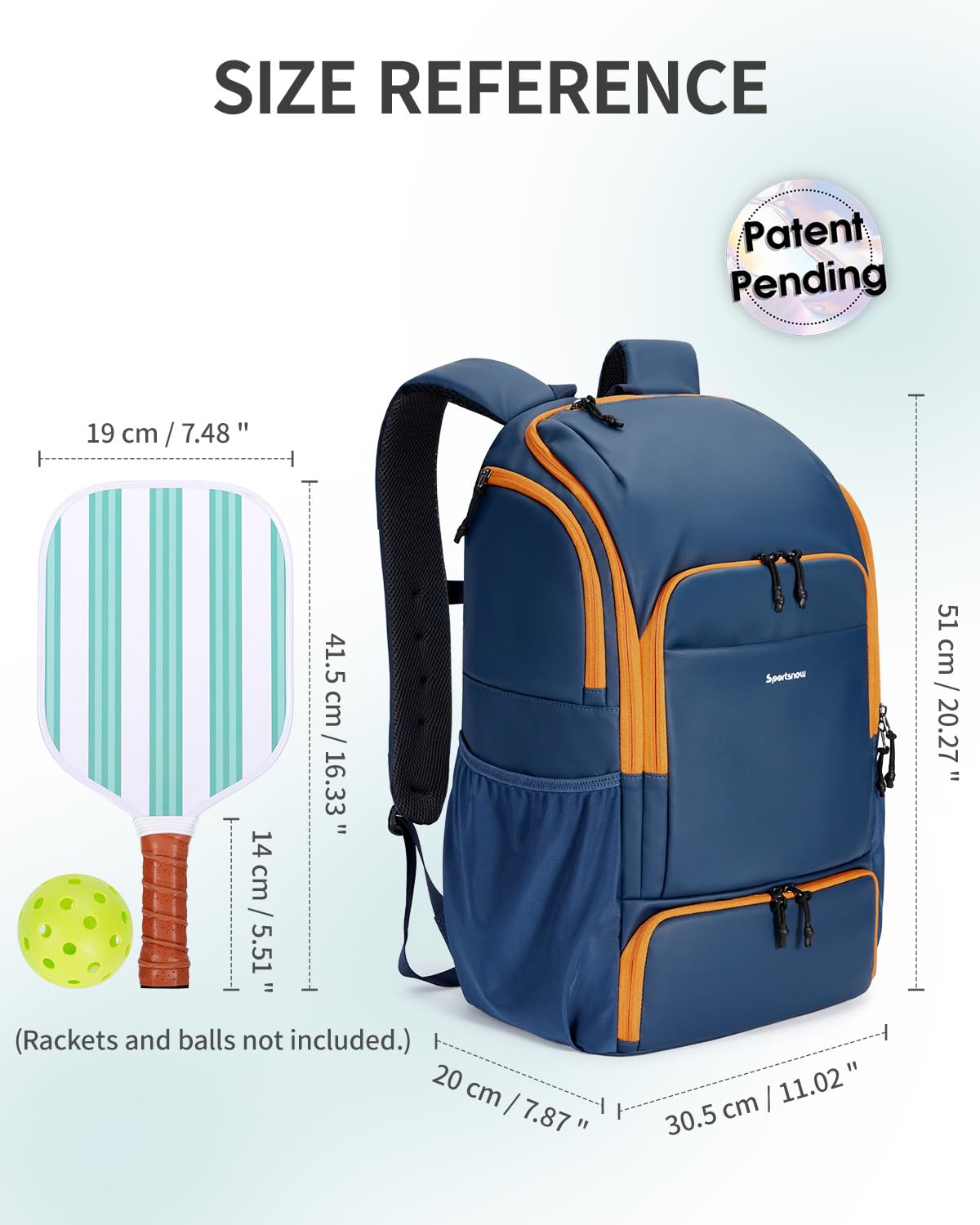 sportsnew Waterproof Pickleball Bag Men Women W/Shoe Compartment Fence Hook