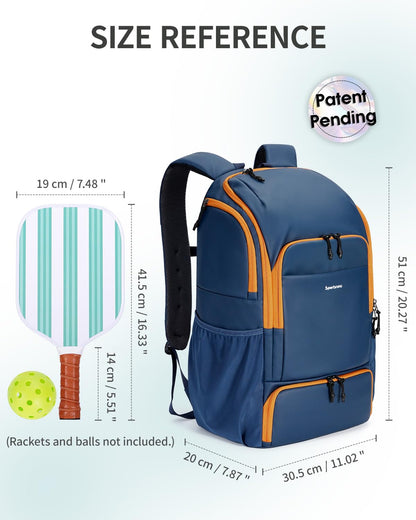 sportsnew Waterproof Pickleball Bag Men Women W/Shoe Compartment Fence Hook