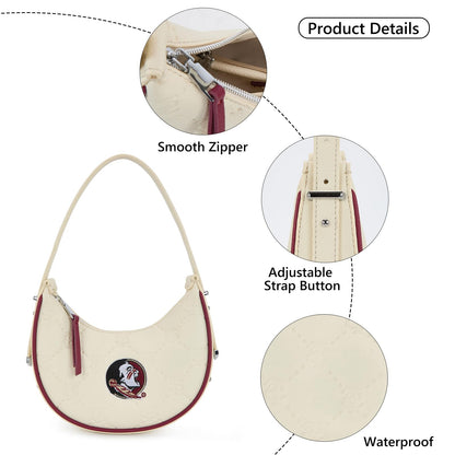 NCAA Crescent Shoulder Bag for Women, Half Moon Clutch Purses for Birthday/Graduation Gifts