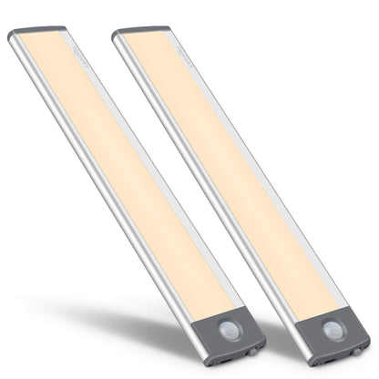 54-LED Motion Sensor Cabinet Light,Under Counter Closet Wireless USB Rechargeable Kitchen Night Lights,Battery Powered for Wardrobe,Cabinet,Cupboard（Warm Light）-2Pack