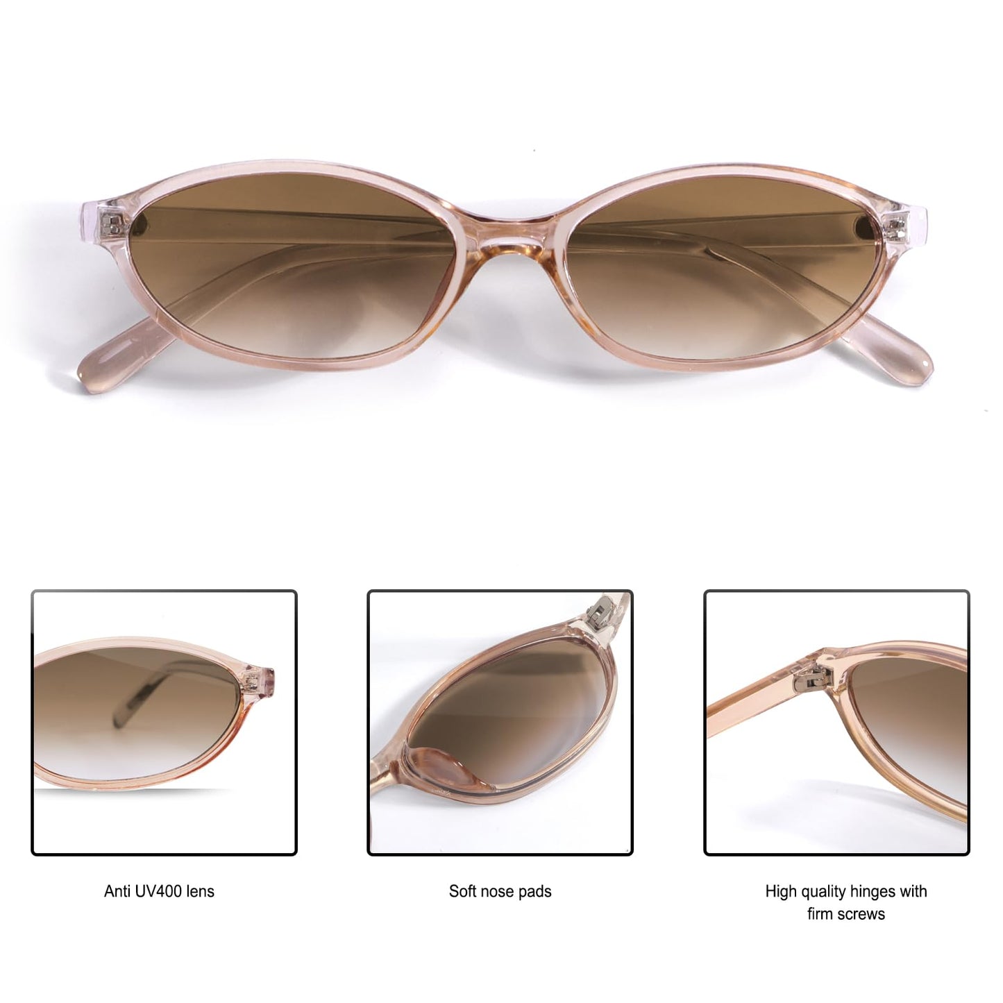 GUVIVI Retro Oval Sunglasses for Women