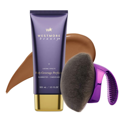 Westmore Beauty Body Coverage Perfector x Blend & Blur Body Brush Kabuki Brush - Waterproof Leg & Body Makeup - Tattoo Cover Up Makeup - 7 Oz Natural Radiance