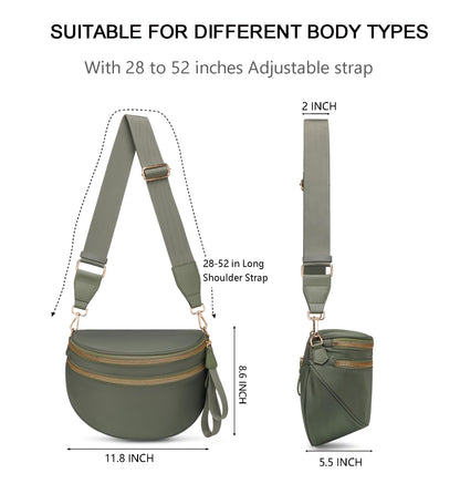 Pure Colour Crossbody Bum Bags for Women Spacious Checkered Cross body Bag Nylon Trendy Fanny Pack for Travel