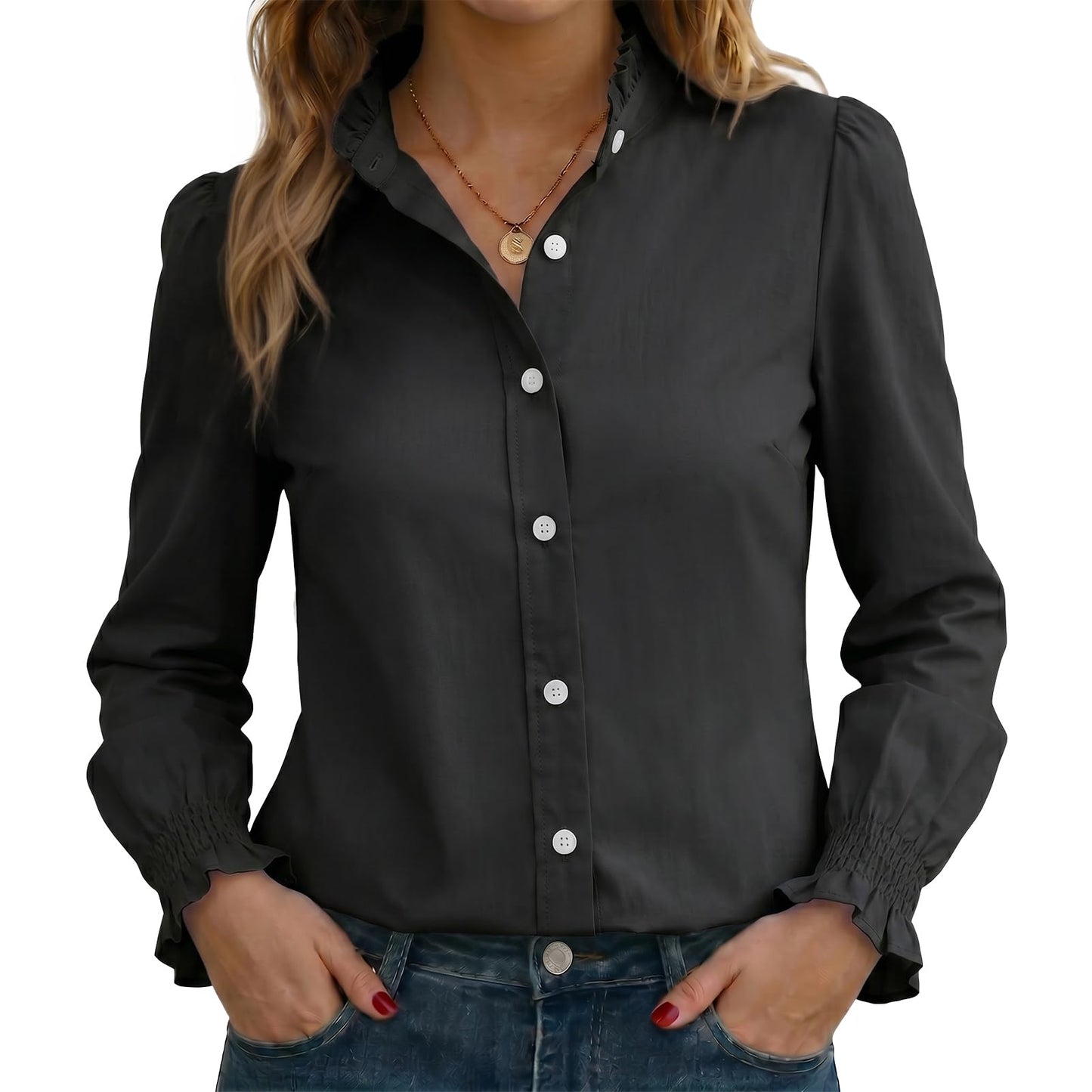 Funlingo Women's Striped Button Down Shirt