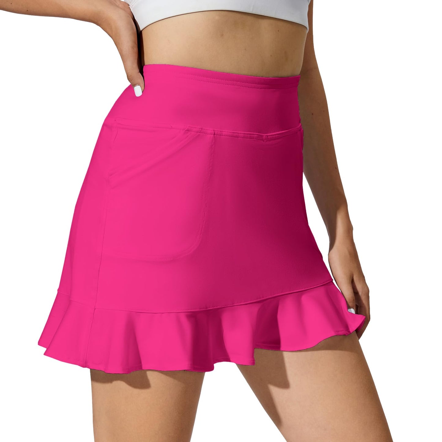 M MOTEEPI 15" Golf Skorts for Women with 4 Pockets High Waisted Ruffle Athletic Tennis Casual Skirts Summer