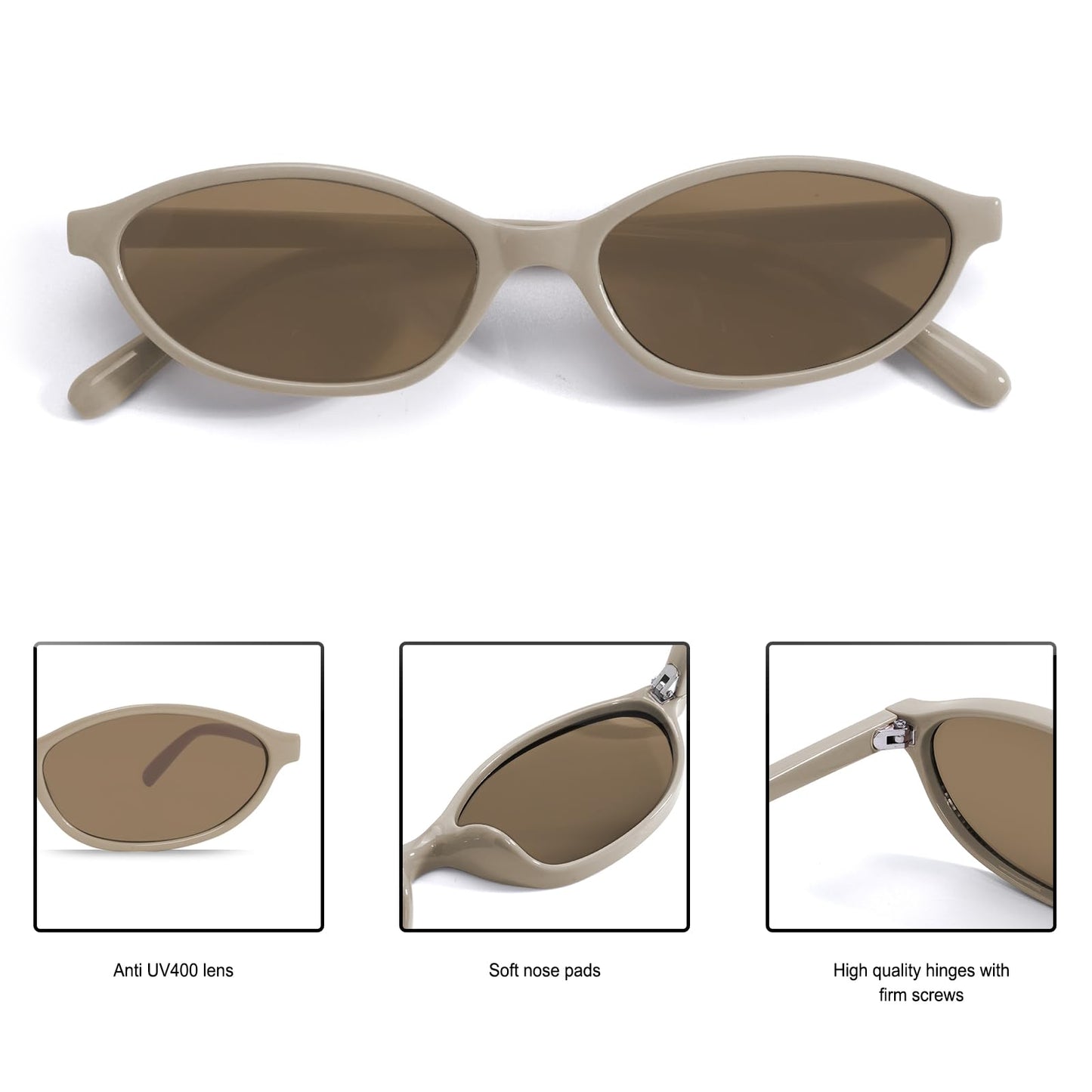 GUVIVI Retro Oval Sunglasses for Women
