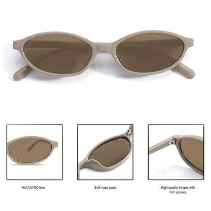GUVIVI Retro Oval Sunglasses for Women