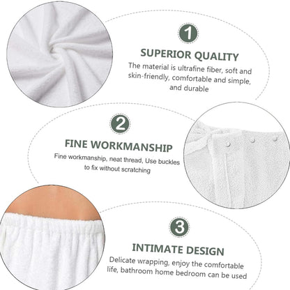Strawberry Print Bath Wrap and Hair Drying Towel Set – Microfiber Quick Dry Shower Body Wrap for Women, Absorbent Spa Skirt with Elastic Band and Cute Bow Design (Strawberry 1)