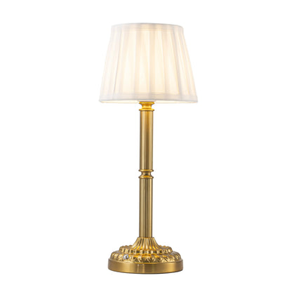 Cordless Table Lamp with Touch Control, Small LED Bedside Lamp with Pleated Shade, 3 Brightness Levels Nightstand Lamp for Bedroom, Living Room & Dorm Room