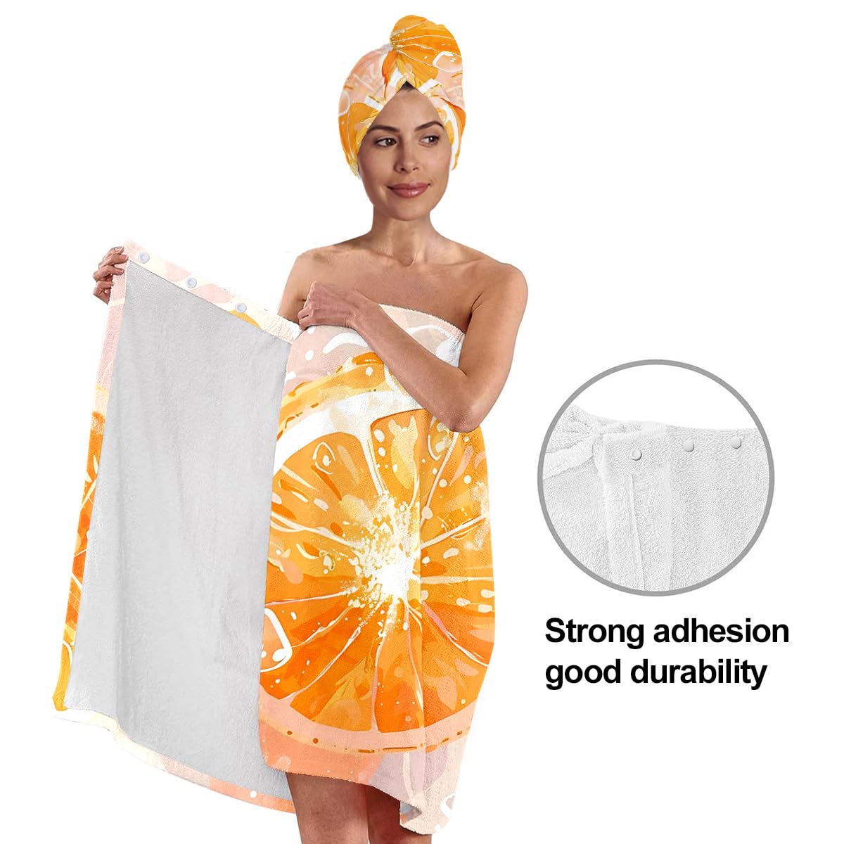 Strawberry Print Bath Wrap and Hair Drying Towel Set – Microfiber Quick Dry Shower Body Wrap for Women, Absorbent Spa Skirt with Elastic Band and Cute Bow Design (Strawberry 1)