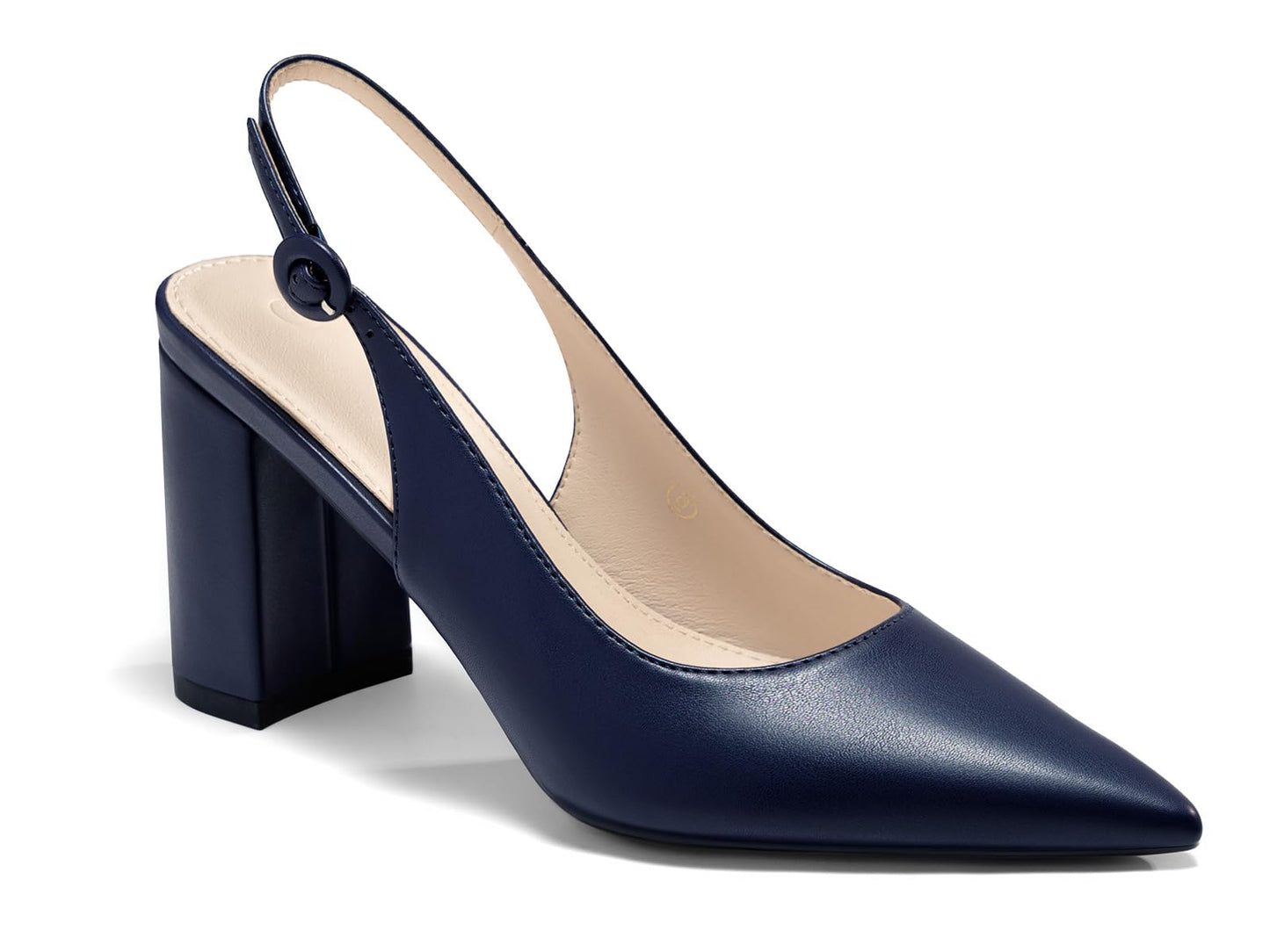 Womens Slingback Block Heels Pointed Closed Toe Work Dress Shoes