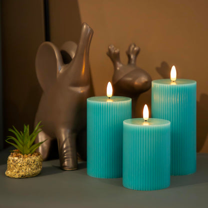 ANGELLOONG Gold Candles for Bathroom Decor, Glass Flameless Candles with Remote, Battery Operated LED Pillar Fake Candles with Timer for Christmas Home Fireplace Mantle Fall Decor