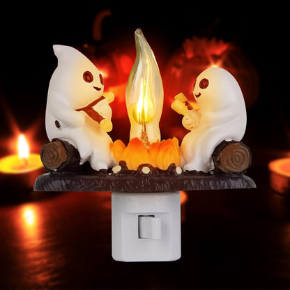 oyeftp Halloween Ghost Bubble Bath Lamp, Cute Bathtub Ghost Night Lights for Halloween Decor, Reading Books Nightlight, Halloween Decorations for Indoor Readers & Book Lover Desk Home Party