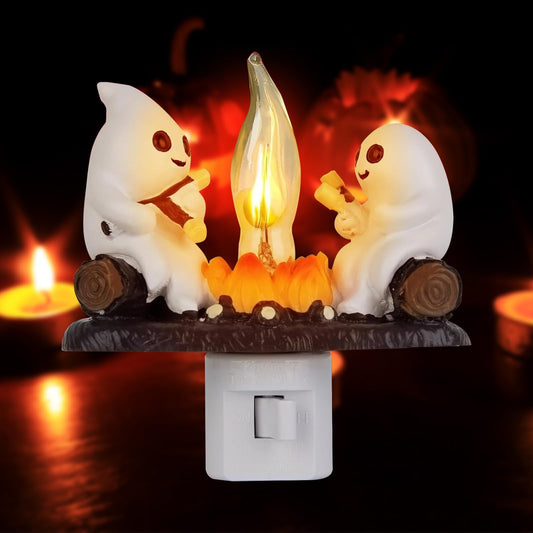 oyeftp Halloween Ghost Bubble Bath Lamp, Cute Bathtub Ghost Night Lights for Halloween Decor, Reading Books Nightlight, Halloween Decorations for Indoor Readers & Book Lover Desk Home Party