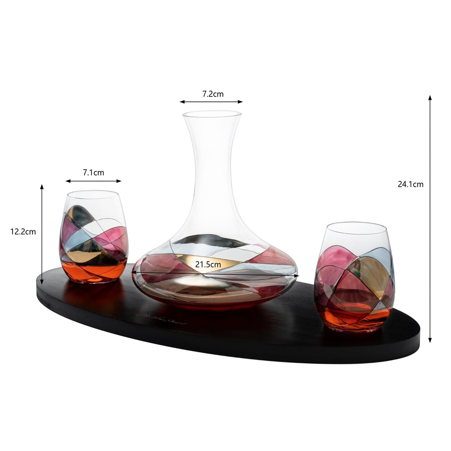 Artisanal Hand Painted Stemless Wine Glasses - Everyday Celebrations, Gift Idea for Wife, Mom, Valentine, Holiday Renaissance Romantic Stain-glassed Windows, 2 Set - Gift Idea Birthday, Housewarming