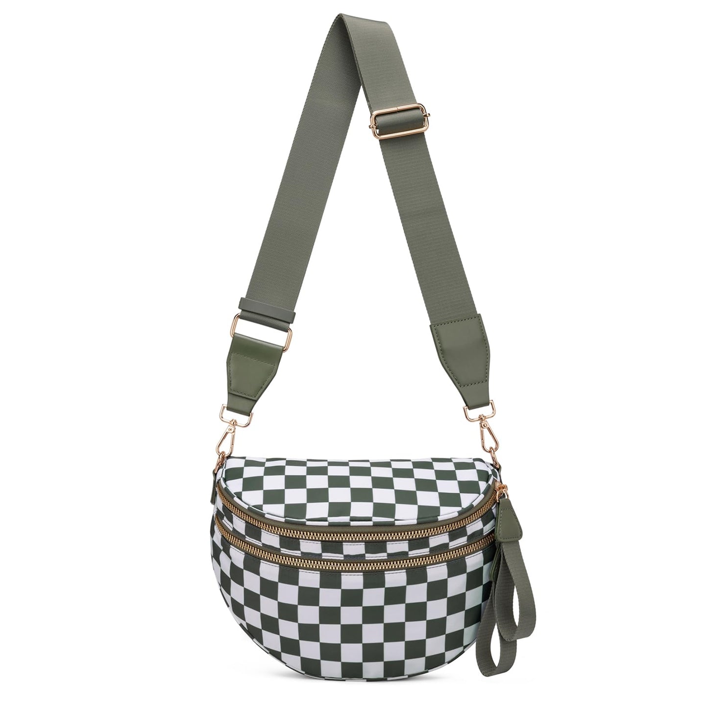 Pure Colour Crossbody Bum Bags for Women Spacious Checkered Cross body Bag Nylon Trendy Fanny Pack for Travel