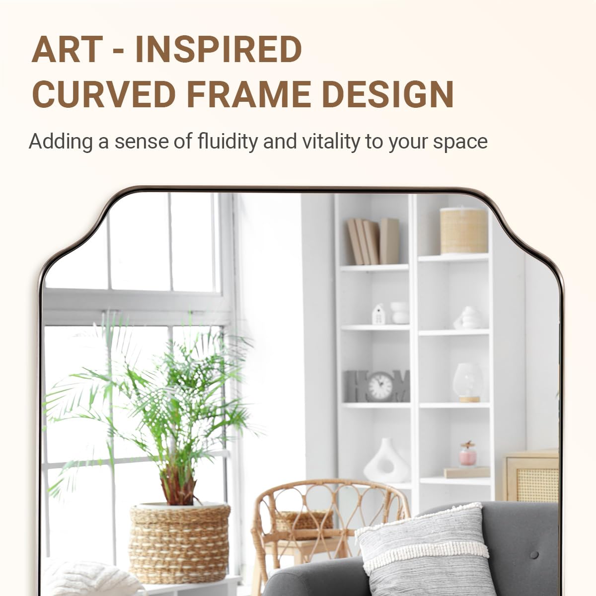 ANDY STAR Unique Rectangle Wall Mirror, 24"x32" Black Mirror, Modern Mirror with Aesthetic Scalloped Edge Design Ideal for Bathroom, Bedroom or Entryway, Thin Frame Deep 1’’
