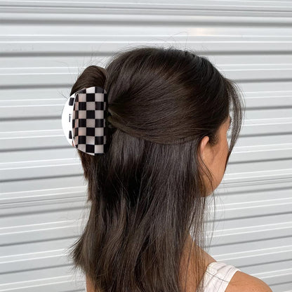 Vintage Checkered Y2K Hair Barrettes, Aesthetic 3Pcs Claw Clips for Women and Girls