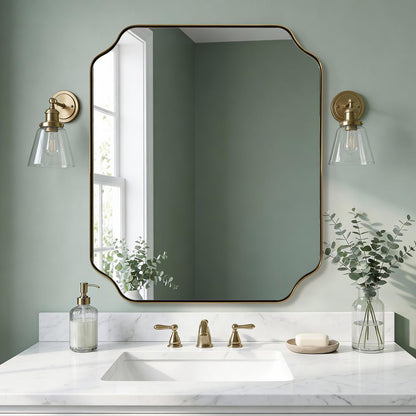 ANDY STAR Unique Rectangle Wall Mirror, 24"x32" Black Mirror, Modern Mirror with Aesthetic Scalloped Edge Design Ideal for Bathroom, Bedroom or Entryway, Thin Frame Deep 1’’