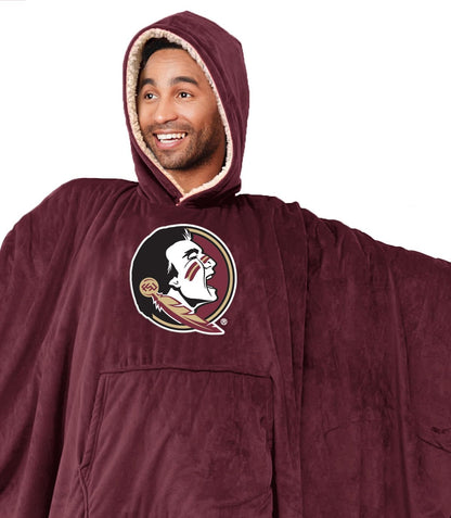 Pegasus Sports Officially Licensed NCAA Team Color Bloncho w/Logo Patch & Sherpa