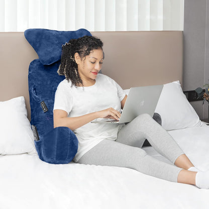 Reading Pillow-Extra Large 31" Bed Rest Pillow with Detachable Neck Roll & Arms for Sitting in Bed or Couch-Backrest Reading Pillow Adult Back Pillows for Reading,Watching TV,Gaming,Relaxing-Black